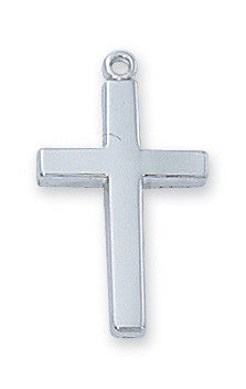 Small Cross Necklace on 18" Chain - Sterling Silver