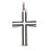 Cross Necklace w/ Black Design on 18" Chain - Sterling Silver