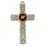 Pewter Confirmation Cross w/ Red Enamel Center