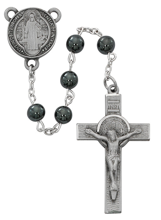 St. Benedict 7mm Hematite Rosary