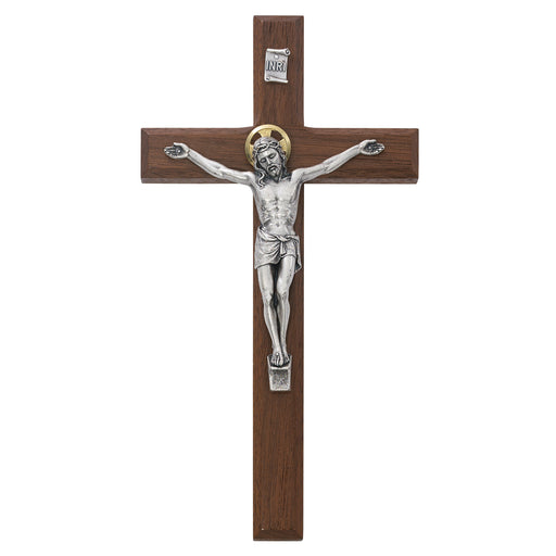Beveled Walnut Crucifix 8"