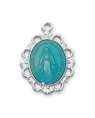 Miraculous Medal w/ 18" Chain - Antique Silver