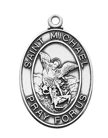 St. Michael Medal w/ 24" Chain - Sterling Silver