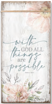 With God All Things are Possible Twine Wood Plaque