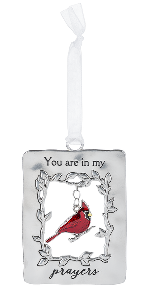 Silver/Enamel Cardinal Ornament - You are in My Prayers