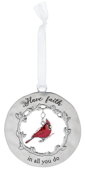 Silver/Enamel Cardinal Ornament - Have Faith in all You Do