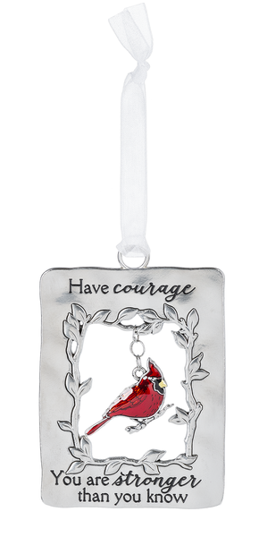 Silver/Enamel Cardinal Ornament - Have Courage