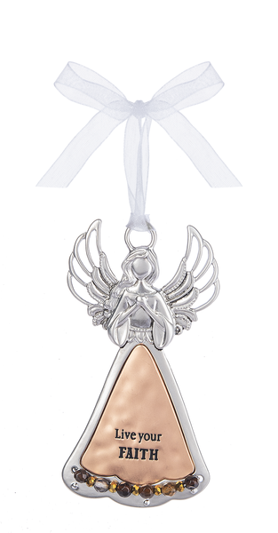 Silver/Copper Angel Ornament - Live your Faith
