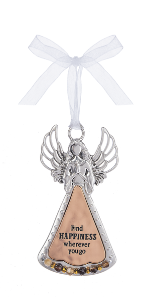 Silver/Copper Angel - Find Happiness Wherever You Go