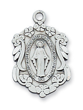 Miraculous Medal Sterling Silver w/ 18" Chain
