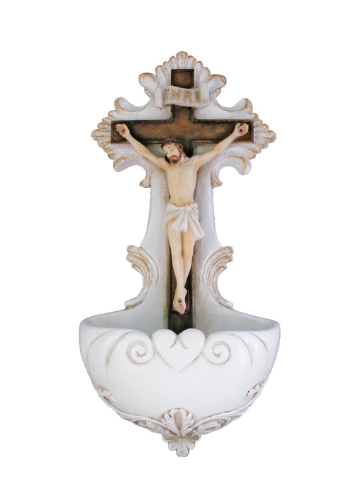 Crucifix Full Color Holy Water Font 6.75"
