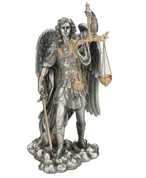 St. Michael the Archangel 11.5" Pewter & Gold Statue