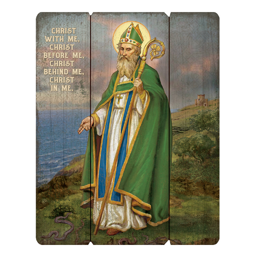 St. Patrick Wood Panel Plaque 12"x15"