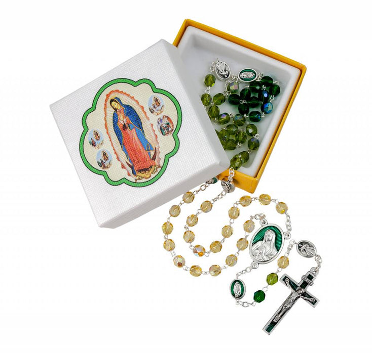 Our Lady of Guadalupe Glass Rosary/Rosario de Cristal de Nuestra Señora de Guadalupe